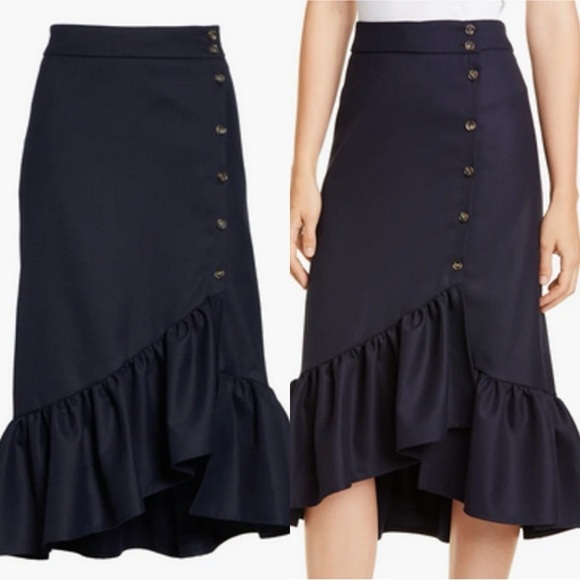 BAUM UND PFERDGARTEN Ruffle Asymmetrical Hem Skirt In Night Sky Size 42/12